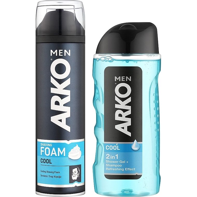 Подарочный набор Arko Men Cool: Пена для бритья 200 мл + Гель для душа 260 мл - фото 2
