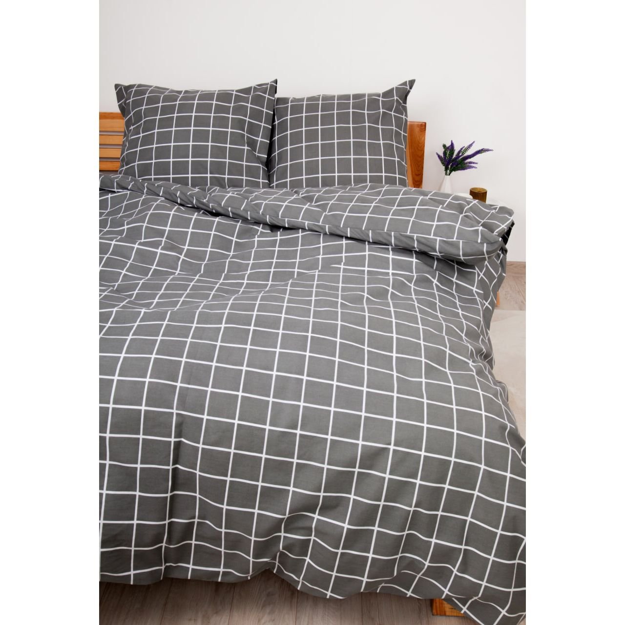 Комплект постельного белья ТЕП Happy Sleep Duo Grey Check полуторный серый (2-04008_26621) - фото 1