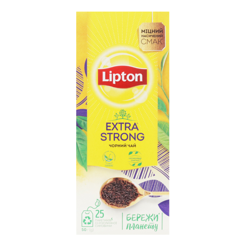 Чорний чай Lipton Екстра Міцний, 25 шт. - фото 1