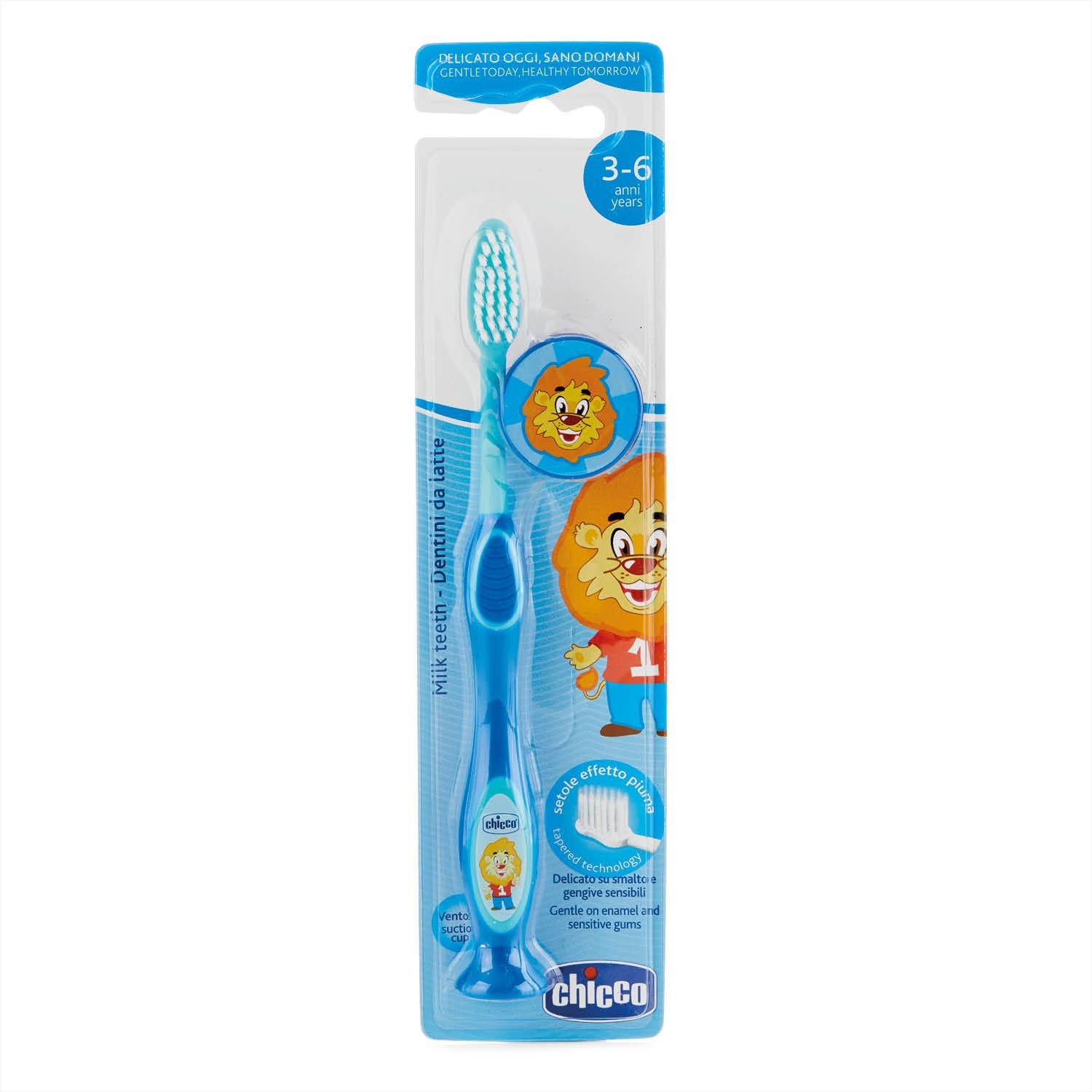 Дитяча зубна щітка Chicco для молочних зубів Левеня, синій, 3-6 років (09079.20.10) - фото 2
