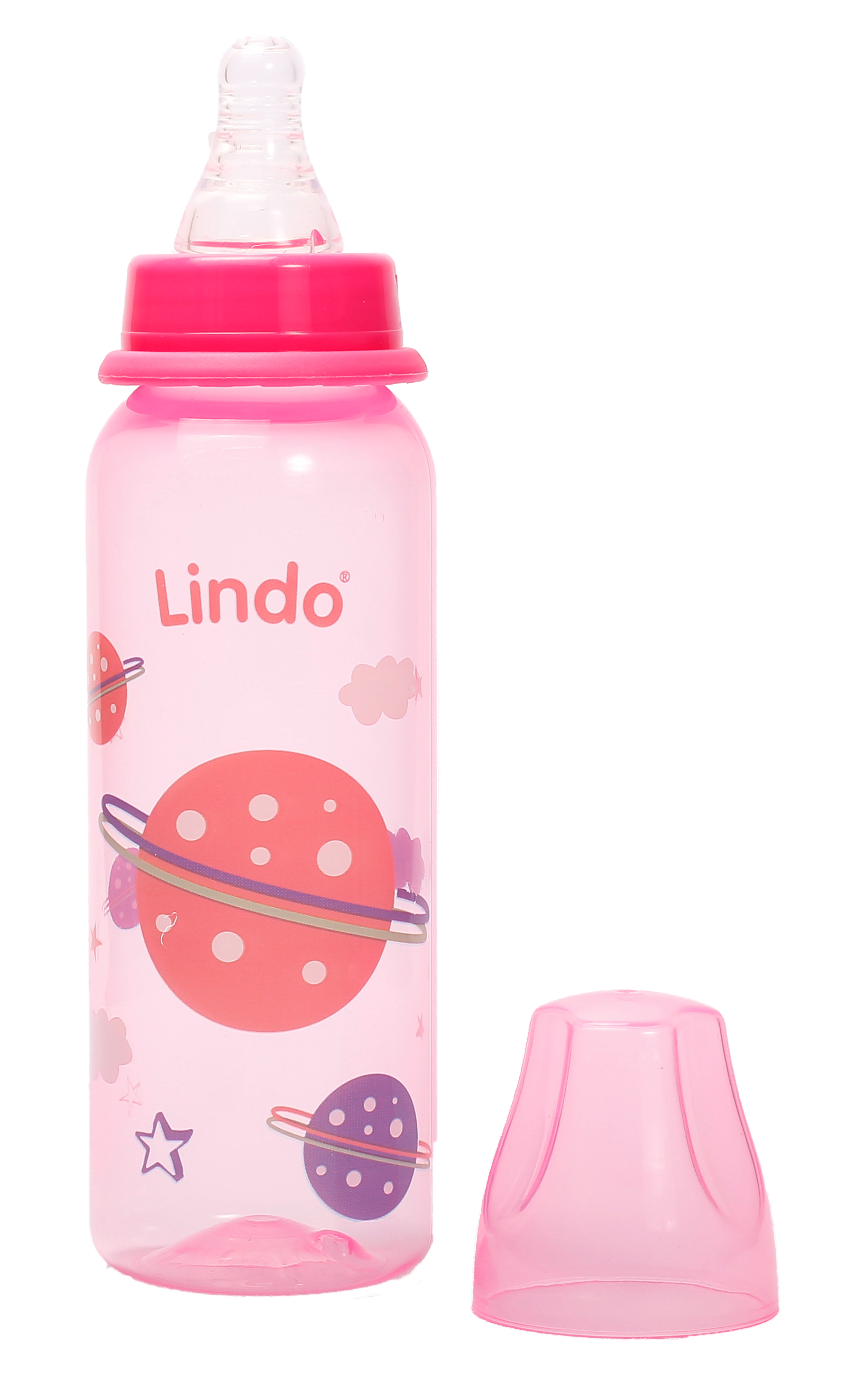 Пляшечка для годування Lindo, з силіконовою соскою, 250 мл, рожевий (Li 138 роз) - фото 2