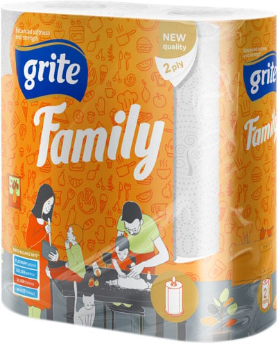 Двухслойные бумажные полотенца Grite Family, 2 рулона (521654) - фото 1