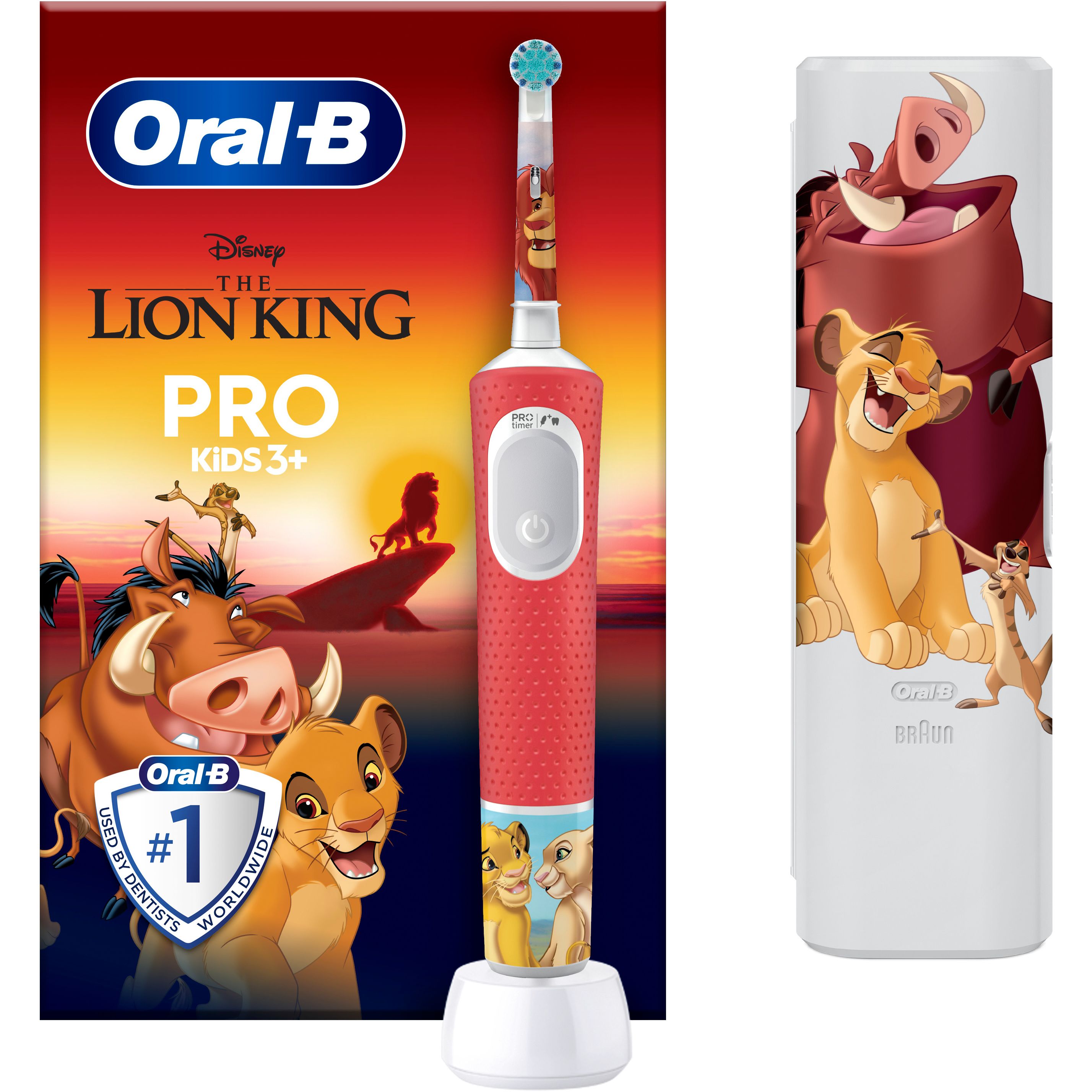 Детская электрическая зубная щетка Oral-B Pro Kids Король Лев с футляром - фото 2