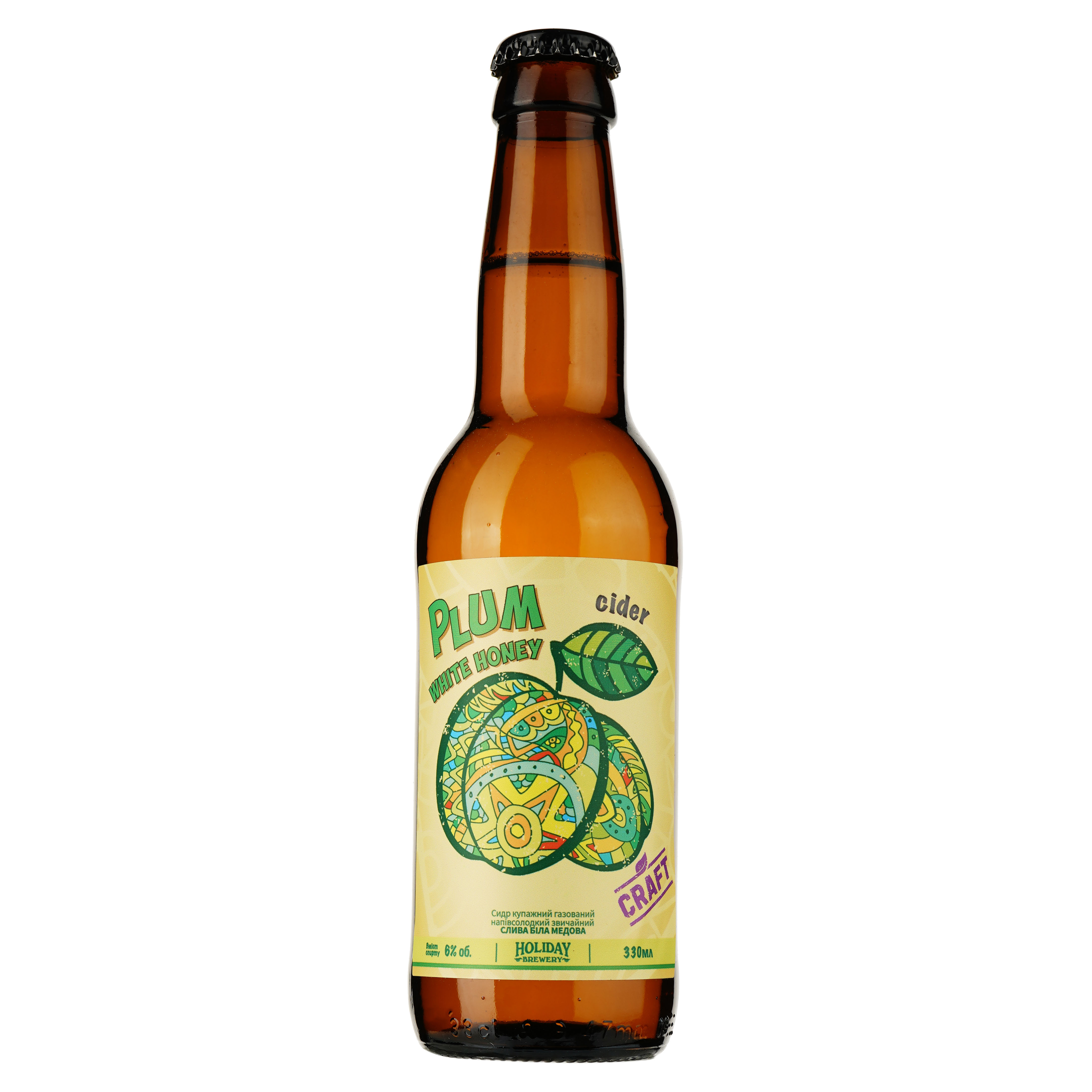Набір сидрів та перрі Holiday Brewery Класичний: Green Apple, сухий, 6%, 0,33 л + Cannabis, напівсолодкий, 6%, 0,33 л + White Honey Plum, напівсолодкий, 6%, 0,33 л + Перрі Sweet Pear, напівсолодкий, 5,5%, 0,33 - фото 6