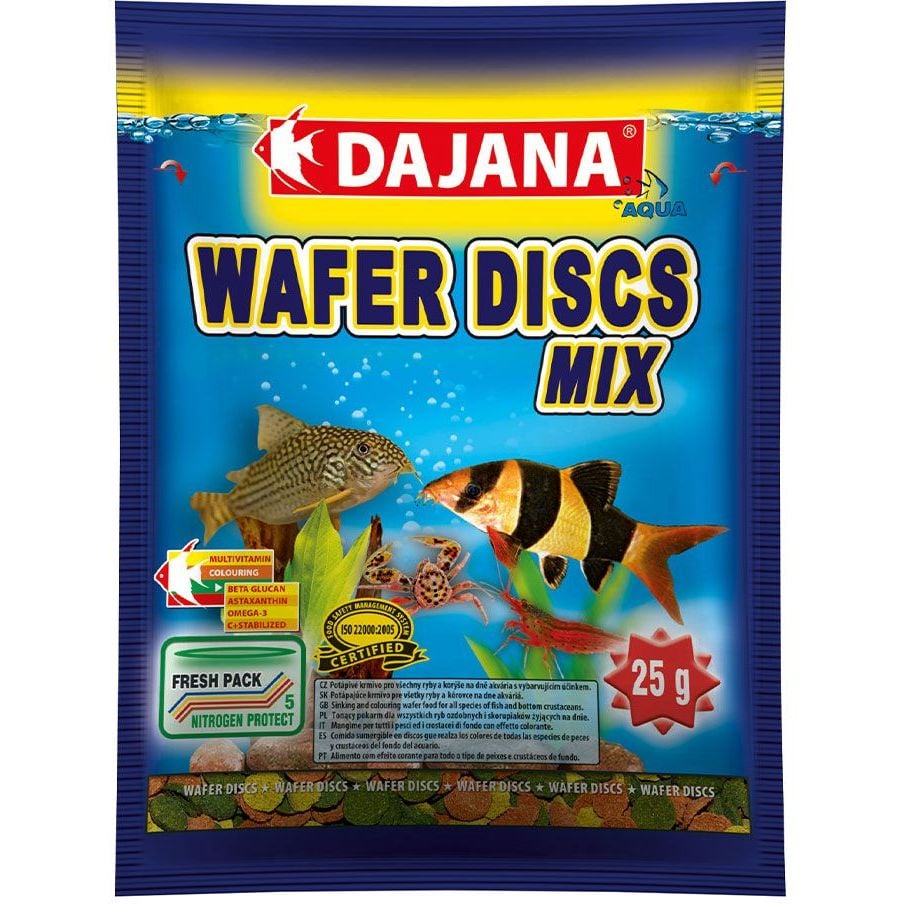 Корм Dajana Tropica Basic Wafer Discs для всіх видів кольорових донних риб у чіпсах 25 г - фото 1