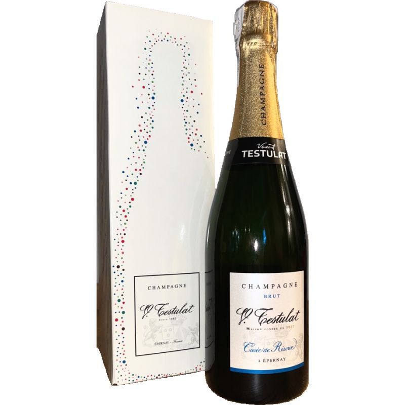 Шампанское Testulat Champagne Brut Cuvee de Reserve Gift Box, белое, брют, 0,75 л, в коробке - фото 1