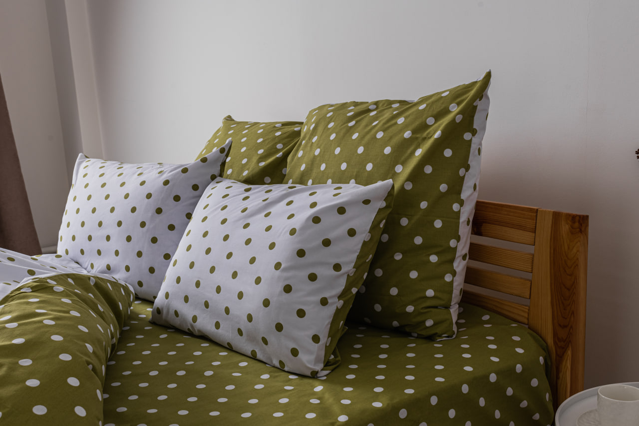 Комплект постельного белья ТЕП Happy Sleep Olive Dots семейный оливковый с белым (2-03797_25065) - фото 3