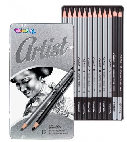 Набір чорнографітних олівців Сolorino Рremium Artist, 12 шт. (80118PTR) - фото 1