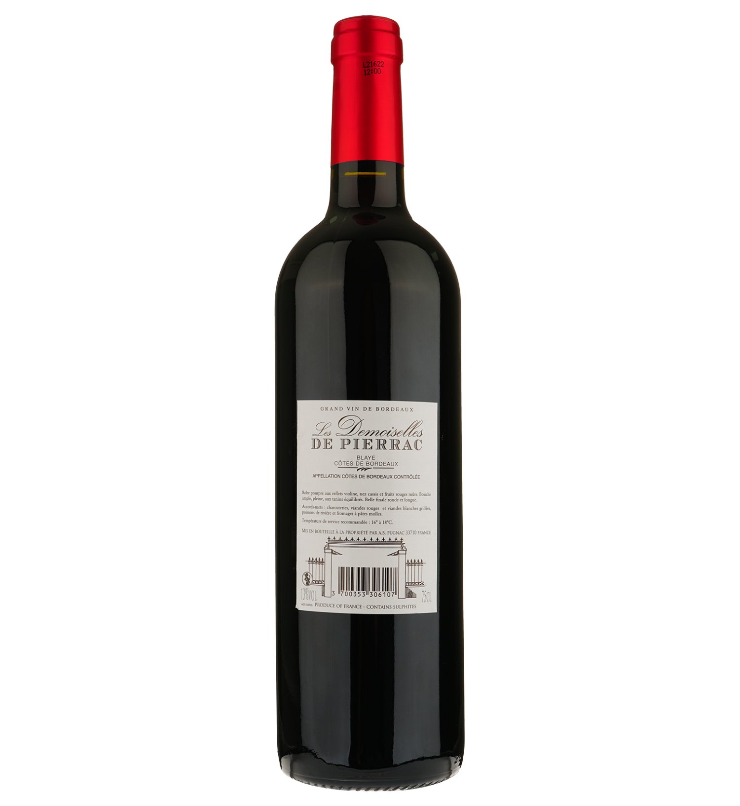 Вино AG Vins Les Demoiselles De Pierrac AOP Blaye Cotes De Bordeaux, красное, сухое, 0,75 л (917822) - фото 2