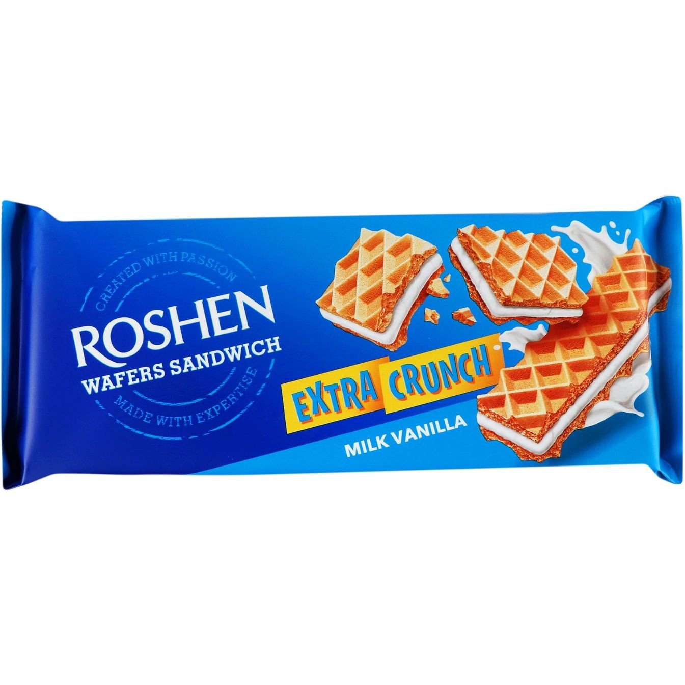Вафли Roshen Wafers Sandwich Extra Crunch Milk-Vanilla 142 г (917337) - фото 1