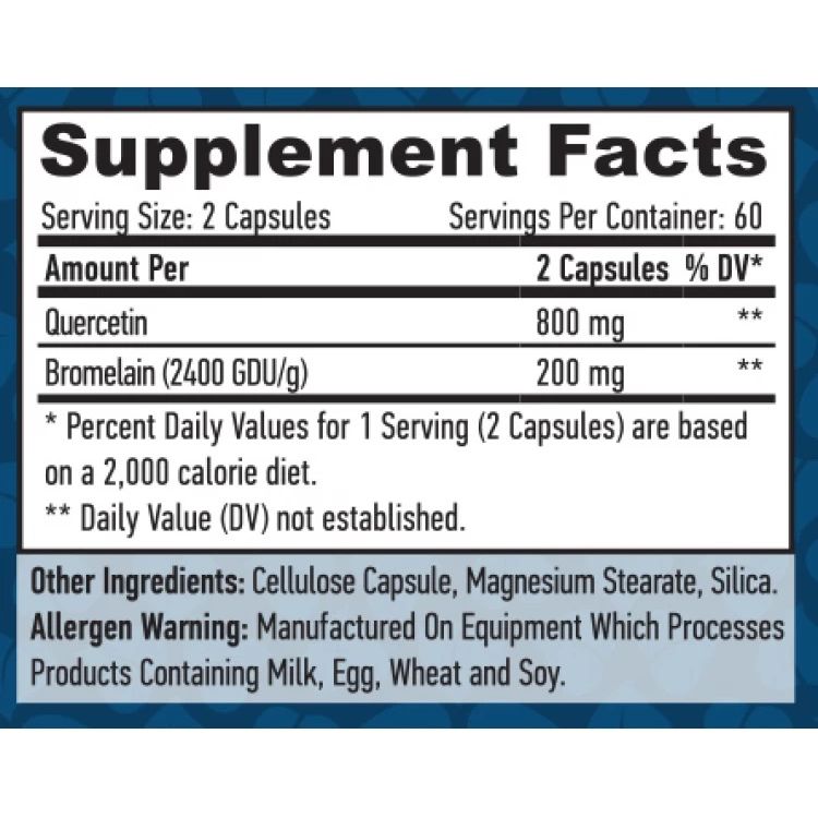 Кверцетін з Бромелаїном Haya Labs Quercetin with Bromelain 120 капсул - фото 3