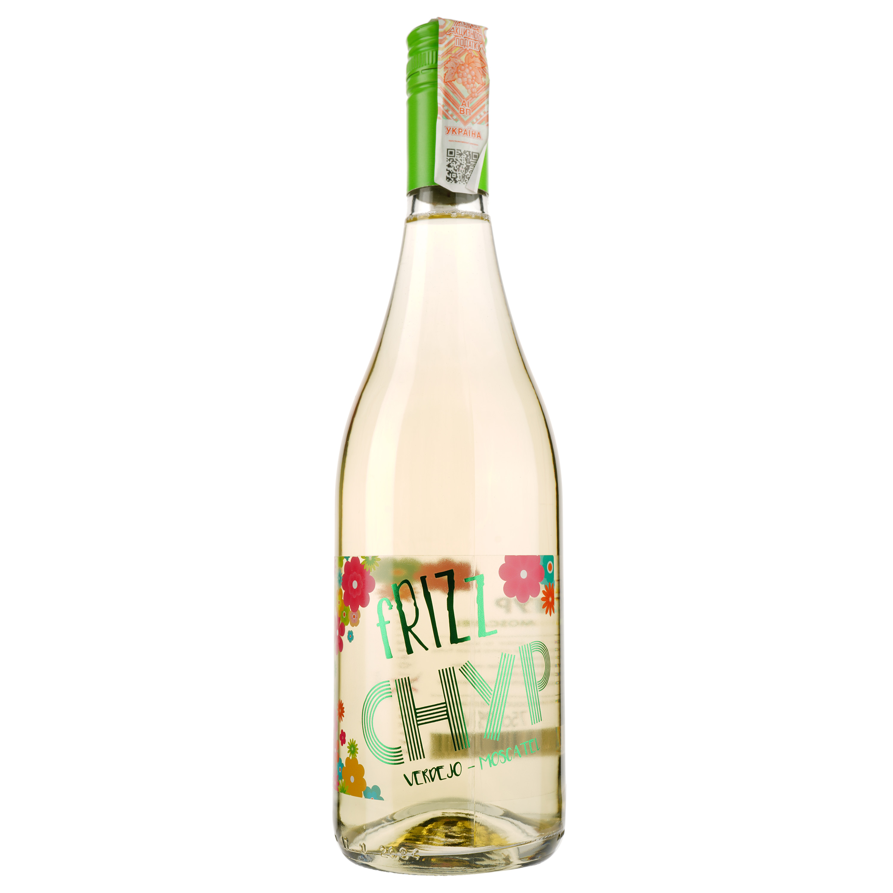 Вино игристое Frizz Chic Verdejo Moscatel, белое, полусладкое, 9%, 0,75 л - фото 1