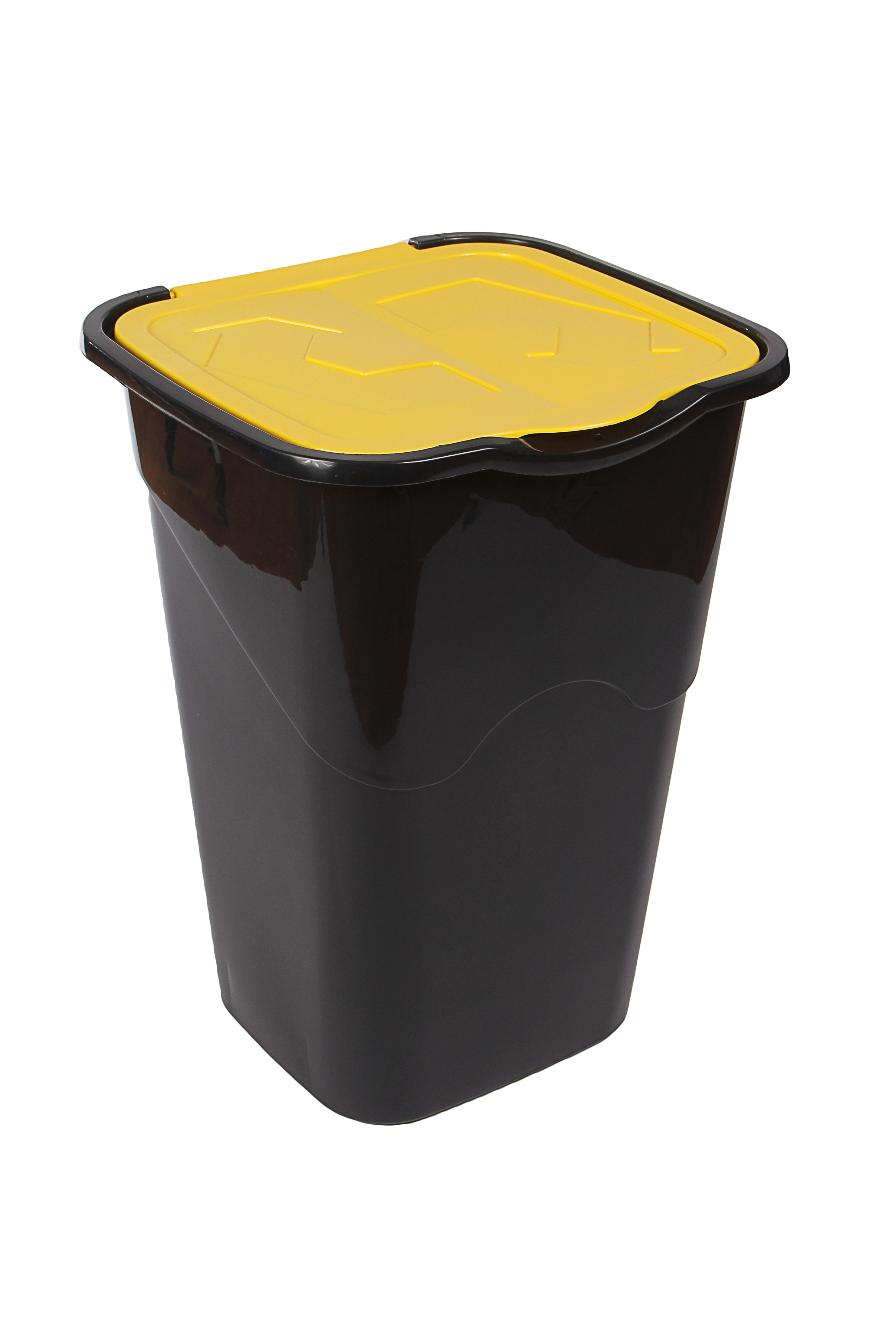 Ведро для мусора с крышкой Heidrun Refuse, 50 л, черный с желтым (1433) - фото 1