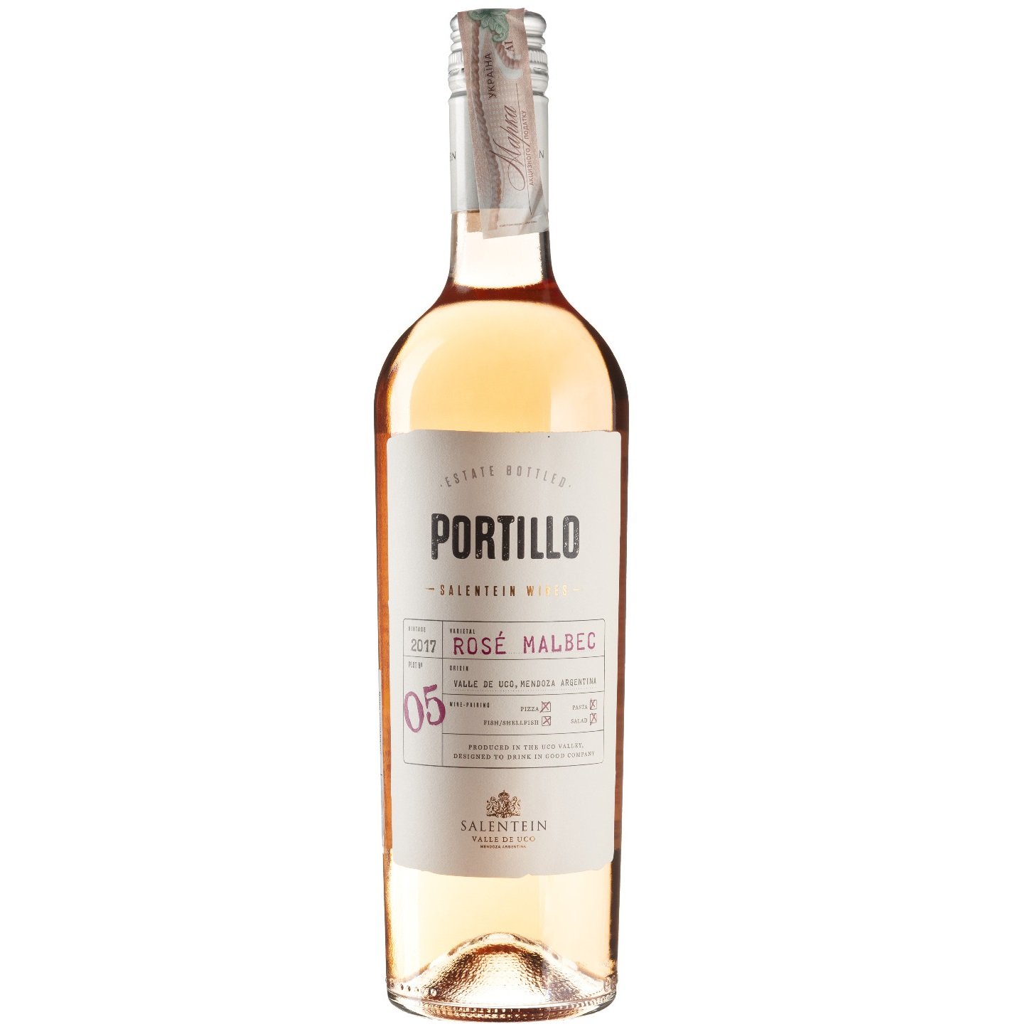 Вино Portillo Rose Malbec, рожеве, сухе, 13%, 0,75 л (7084) - фото 1