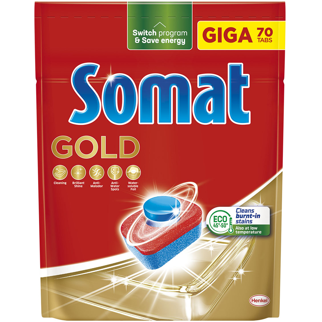 Набор: таблетки для посудомоечной машины Somat Gold 70 шт. + соль для посудомоечных машин Somat Тройное действие 1.5 кг - фото 2