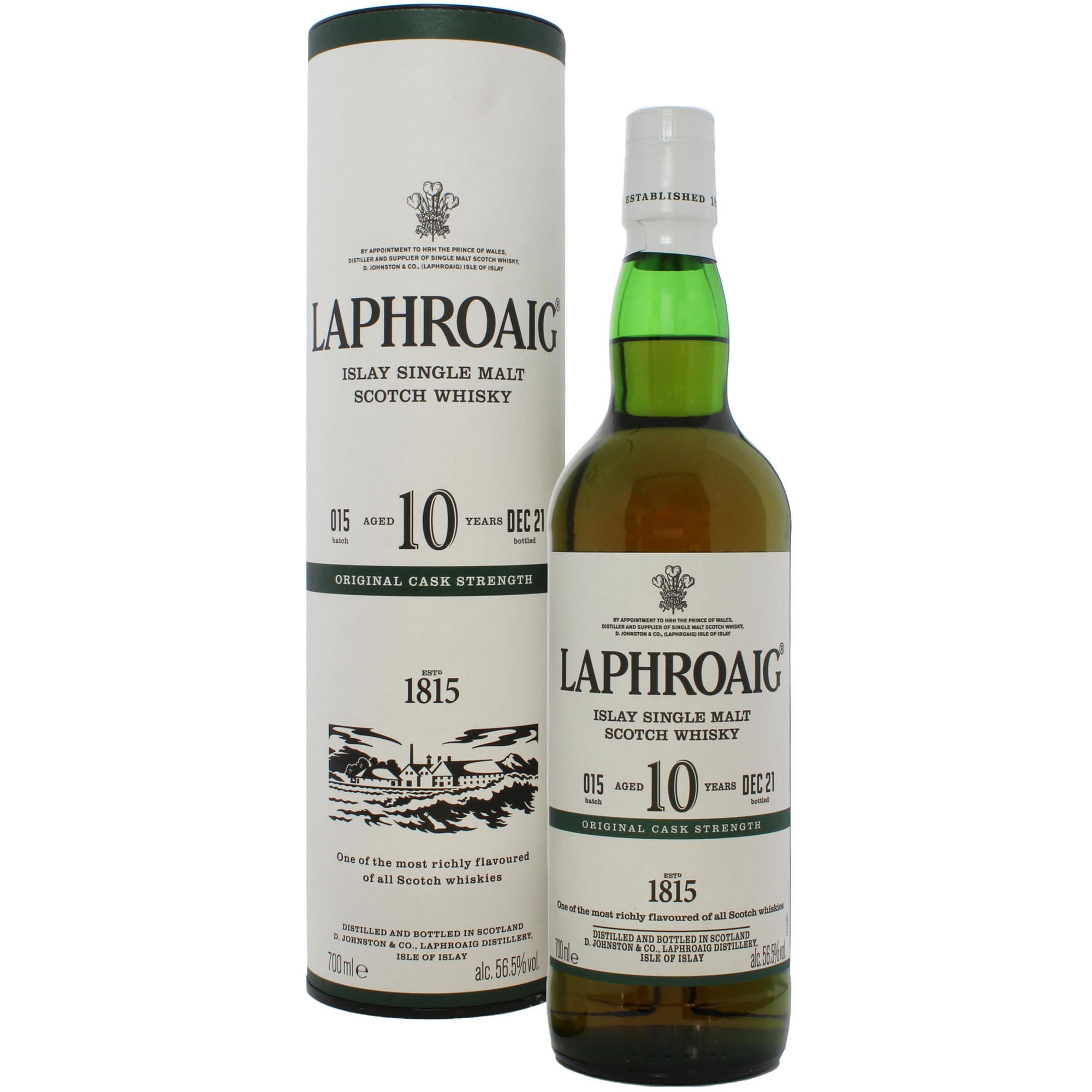 Виски Laphroaig 10 yo Cask Strength Batch 15 Single Malt Scotch Whisky 56.5% 0.7 л в тубусе - фото 1