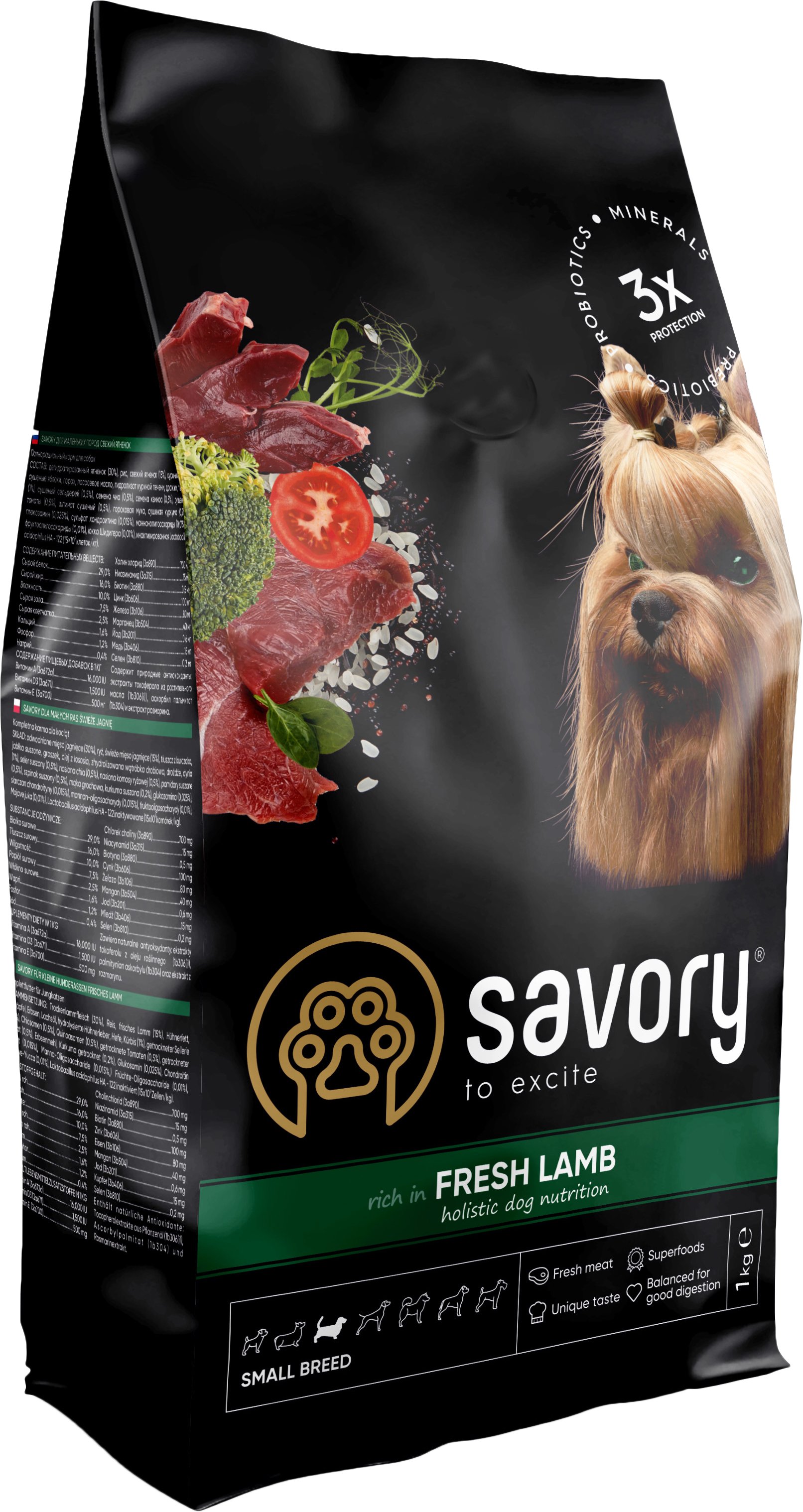 Сухий корм для собак малих порід Savory Breeds rich in Fresh Lamb, зі свіжим м'ясом ягняти, 1 кг - фото 1