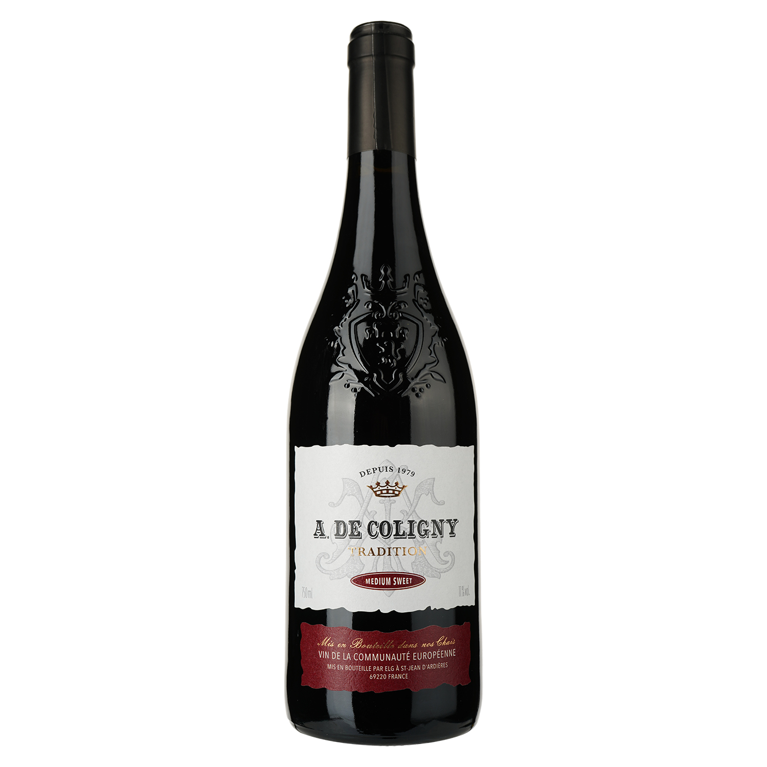 Вино A. De Coligny Red Medium Sweet, червоне, напівсолодке, 11%, 0,75 л - фото 1