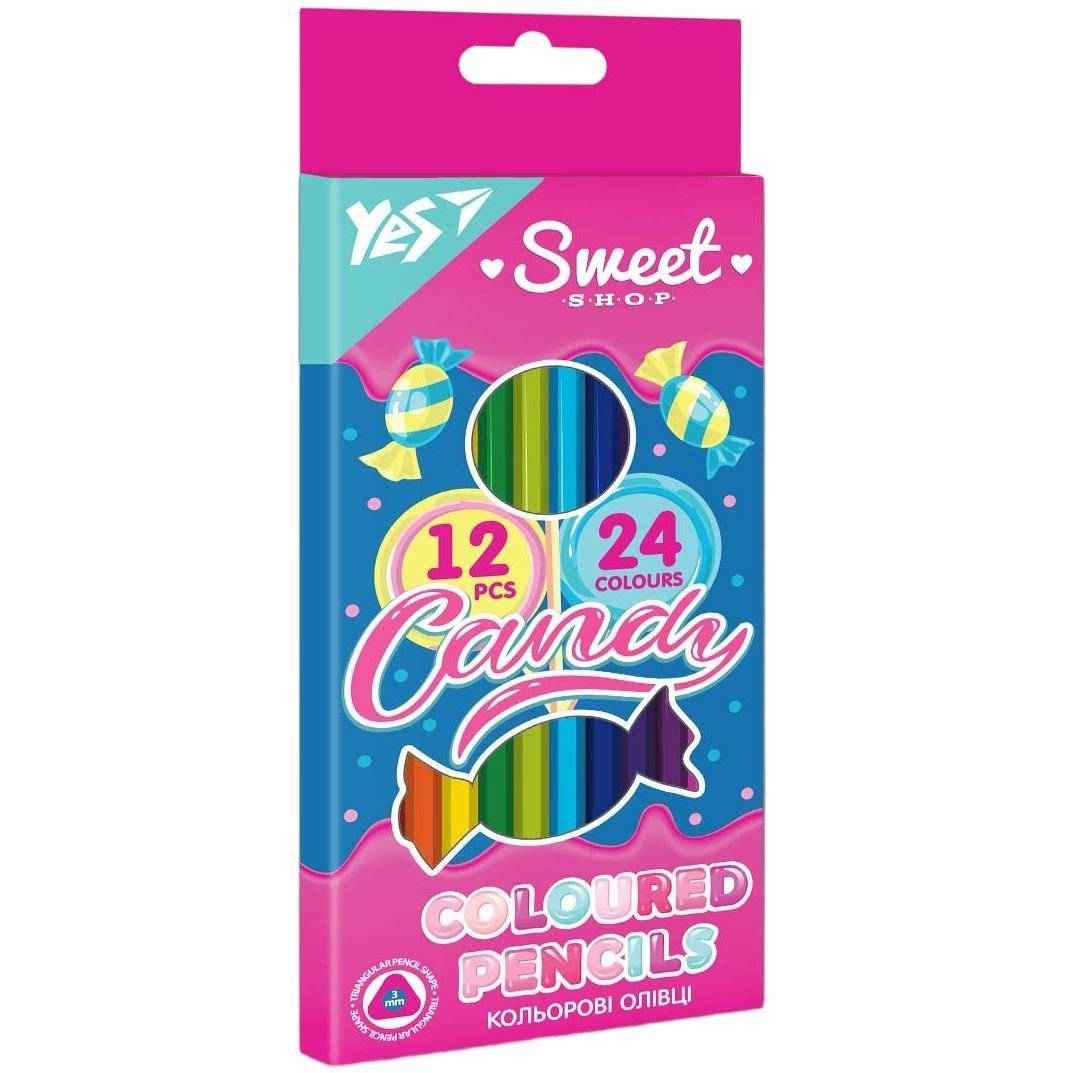 Карандаши цветные Yes Sweet Cream, двусторонние, 12 шт., 24 цвета (290675) - фото 1