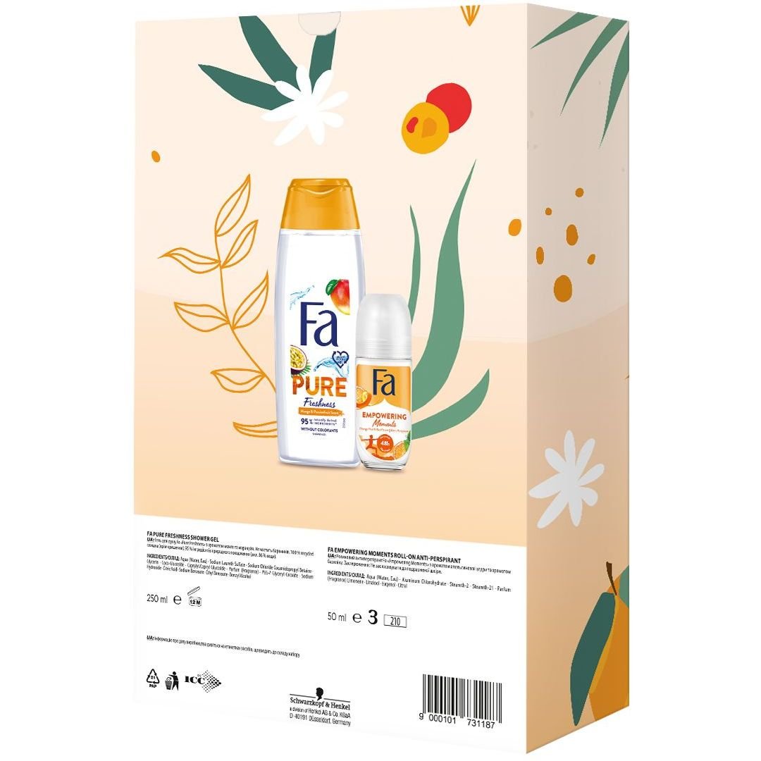 Набор Fa Pure Freshness: Гель для душа с ароматом манго и маракуйи 250 мл + Антиперспирант роликовый Empowering Moments 50 мл - фото 4