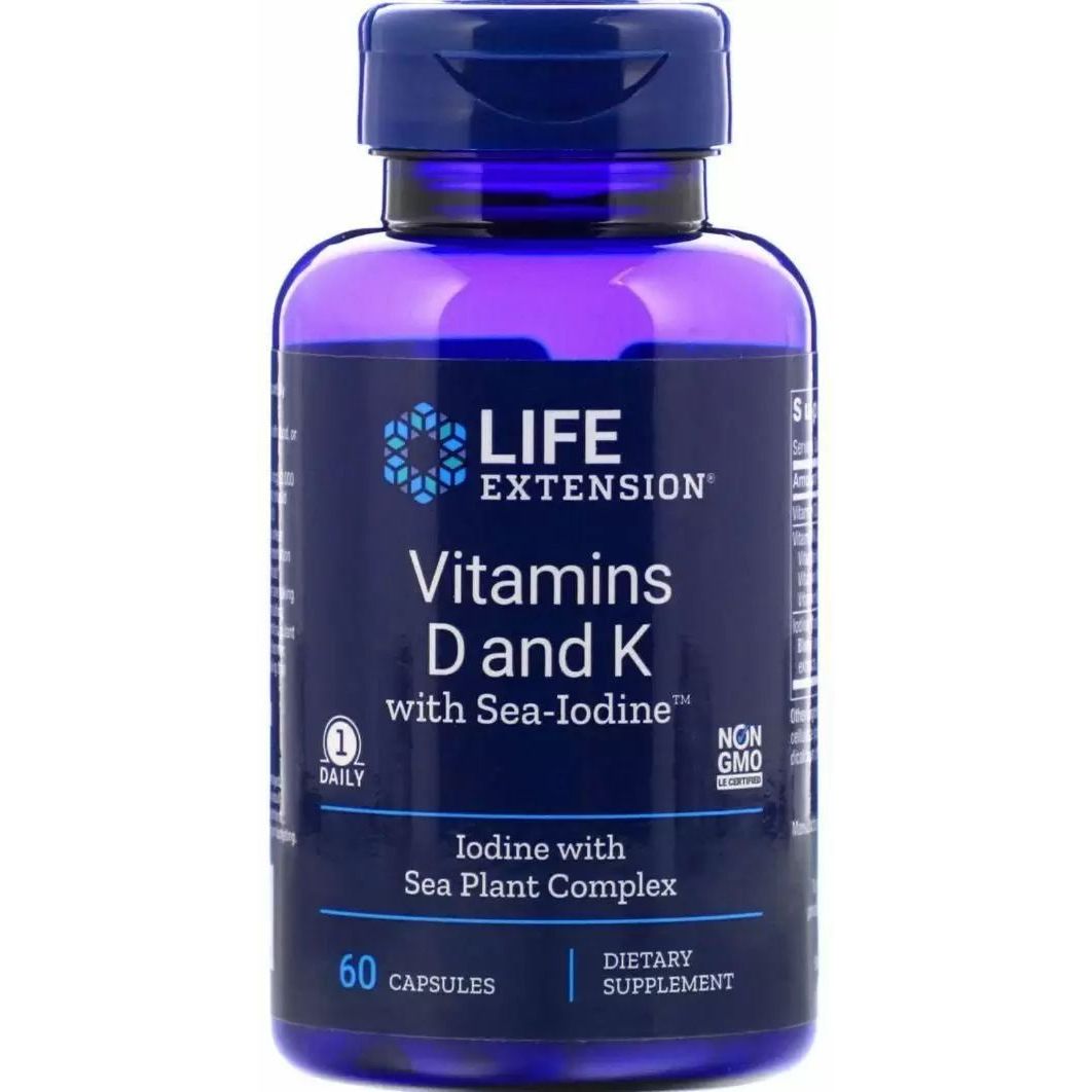 Витаминный комплекс с йодом Life Extension Vitamins D and K with Sea-Iodine 60 капсул - фото 1