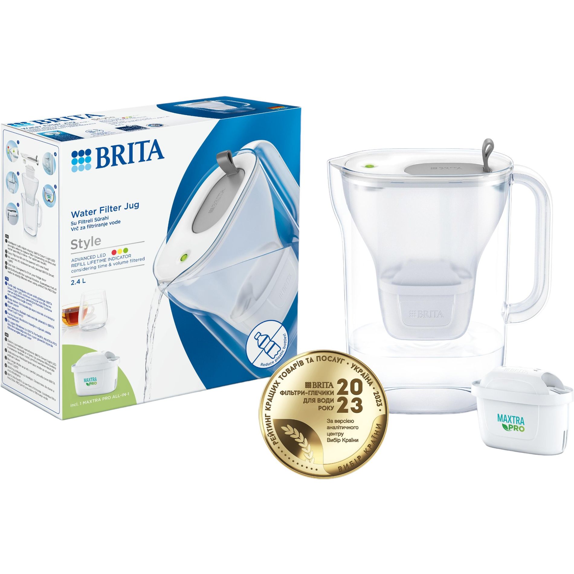 Фильтр-кувшин Brita Style Eco LED MXPro серый 2.4 л (1052809) - фото 3