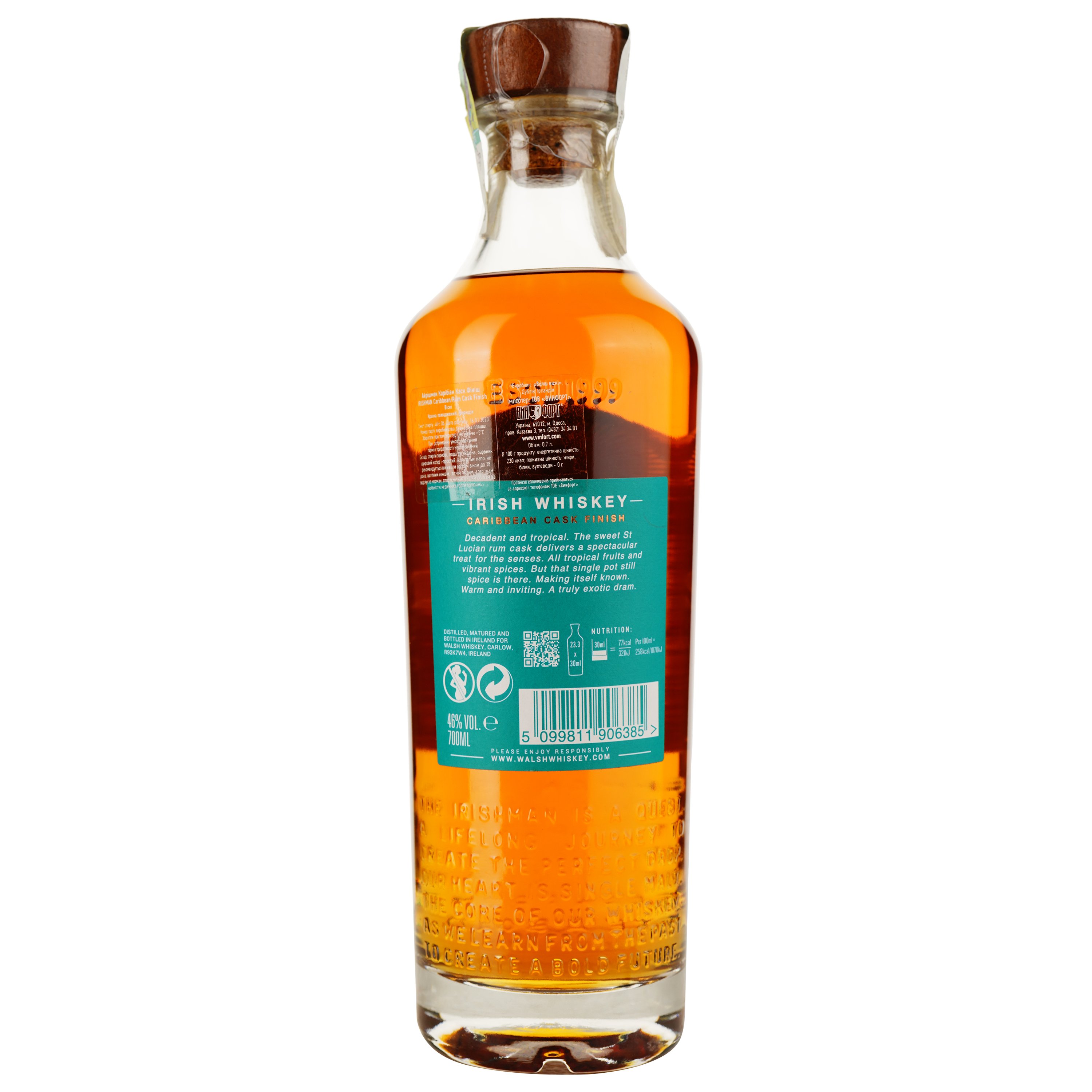 Віскі The Irishman Founder’s Reserve Caribbean Irish Whiskey, 46%, 0,7 л (830938) - фото 4