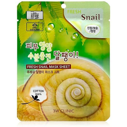 Тканевая маска для лица 3W Clinic Fresh Snail Mucus Mask Sheet с муцином улитки 23 мл - фото 1