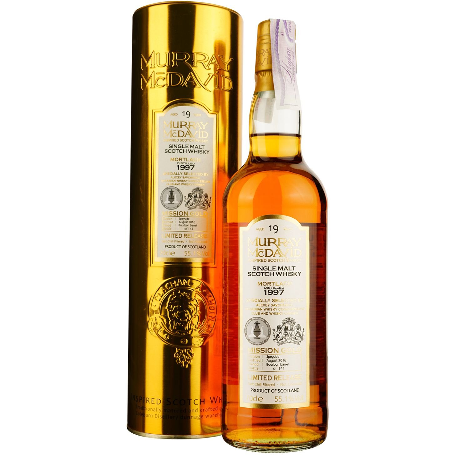 Віскі Mortlach Murray McDavid 19 Years Old Single Malt Scotch Whisky, у подарунковій упаковці, 55,1%, 0,7 л - фото 1