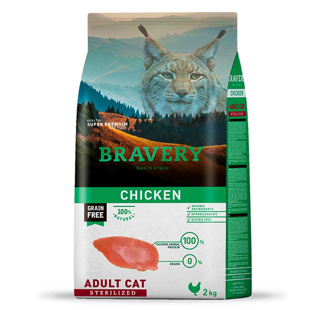 Сухий корм для стерилізованих котів Bravery Chicken Adult Cat Sterilized, з куркою, 2 кг (7678 BR CHIC STER_ 2KG) - фото 1