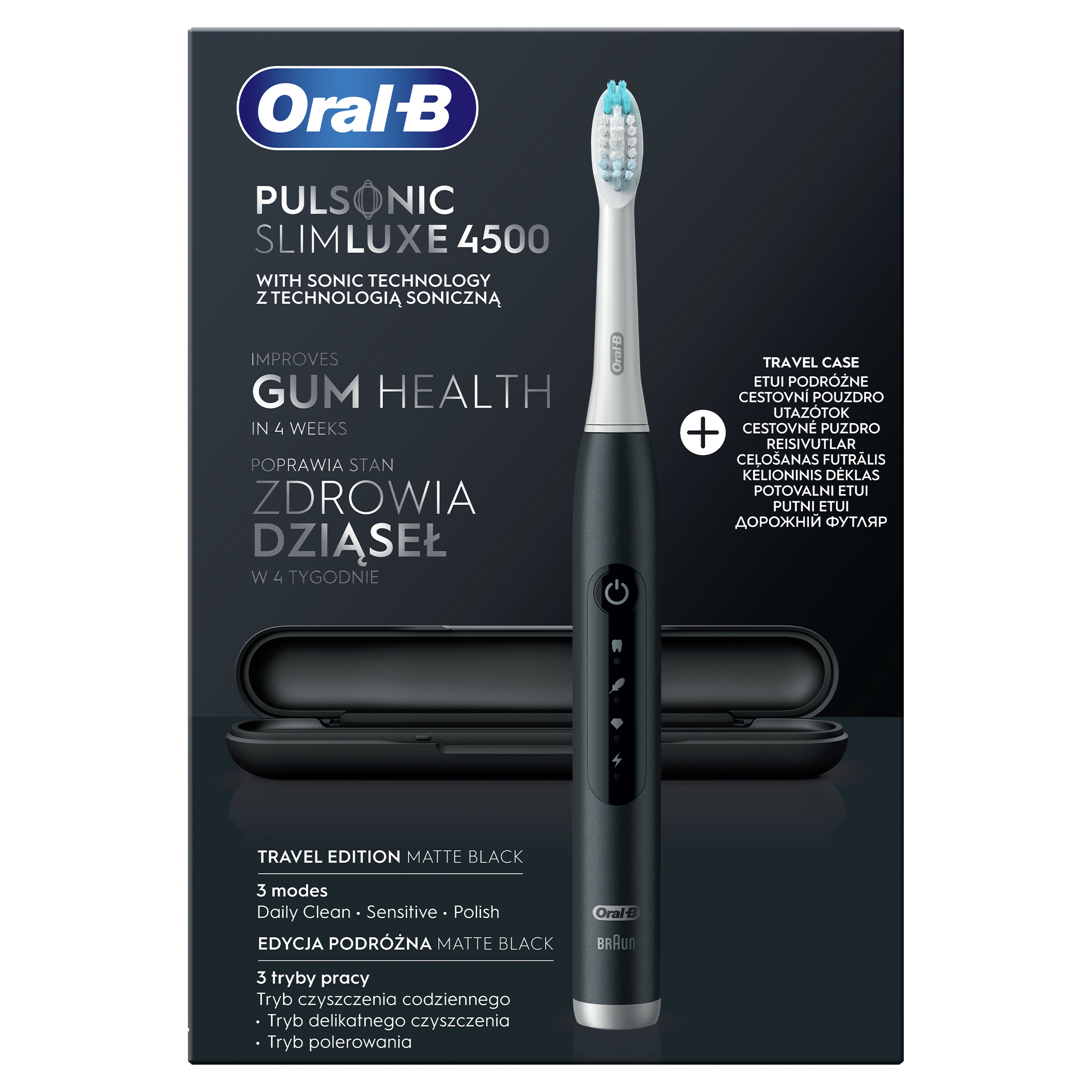 Электрическая звуковая зубная щётка Oral-B Pulsonic Slim Luxe 4500 + футляр, черная - фото 2