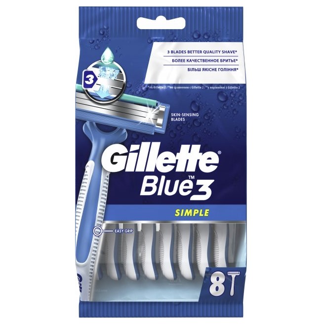 Станки для гоління Gillette Blue 3 Simple, 8 шт. - фото 1