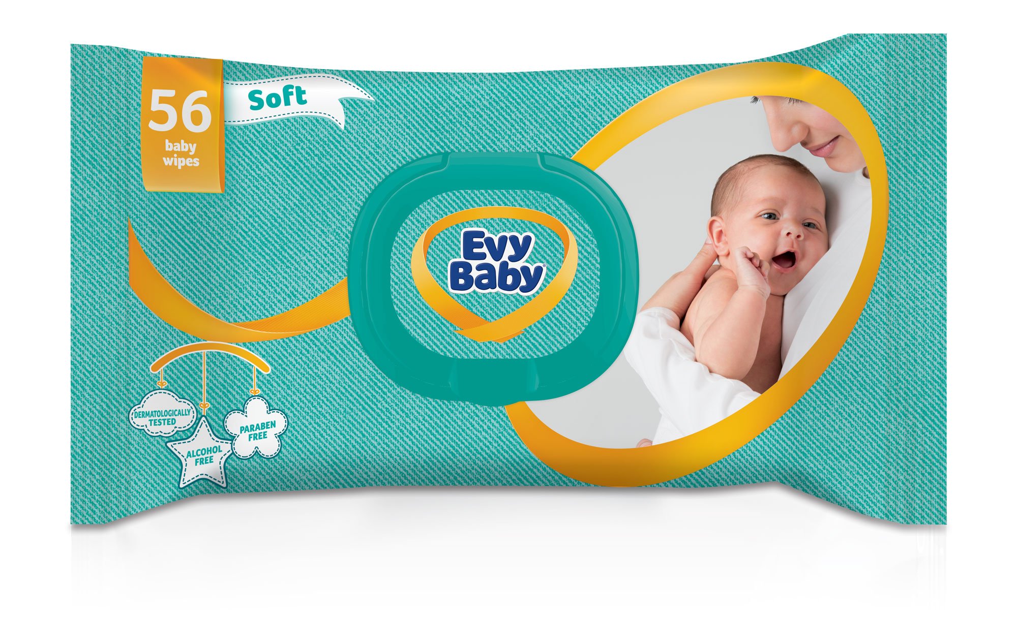 Вологі серветки Evy Baby Soft, 56 шт. - фото 1