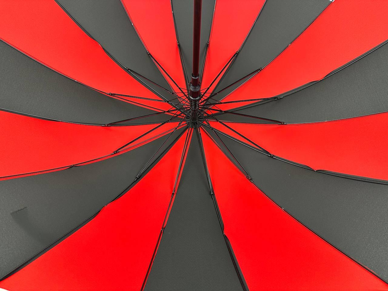 Жіноча парасолька-палиця напівавтомат Toprain 98 см червона - фото 6