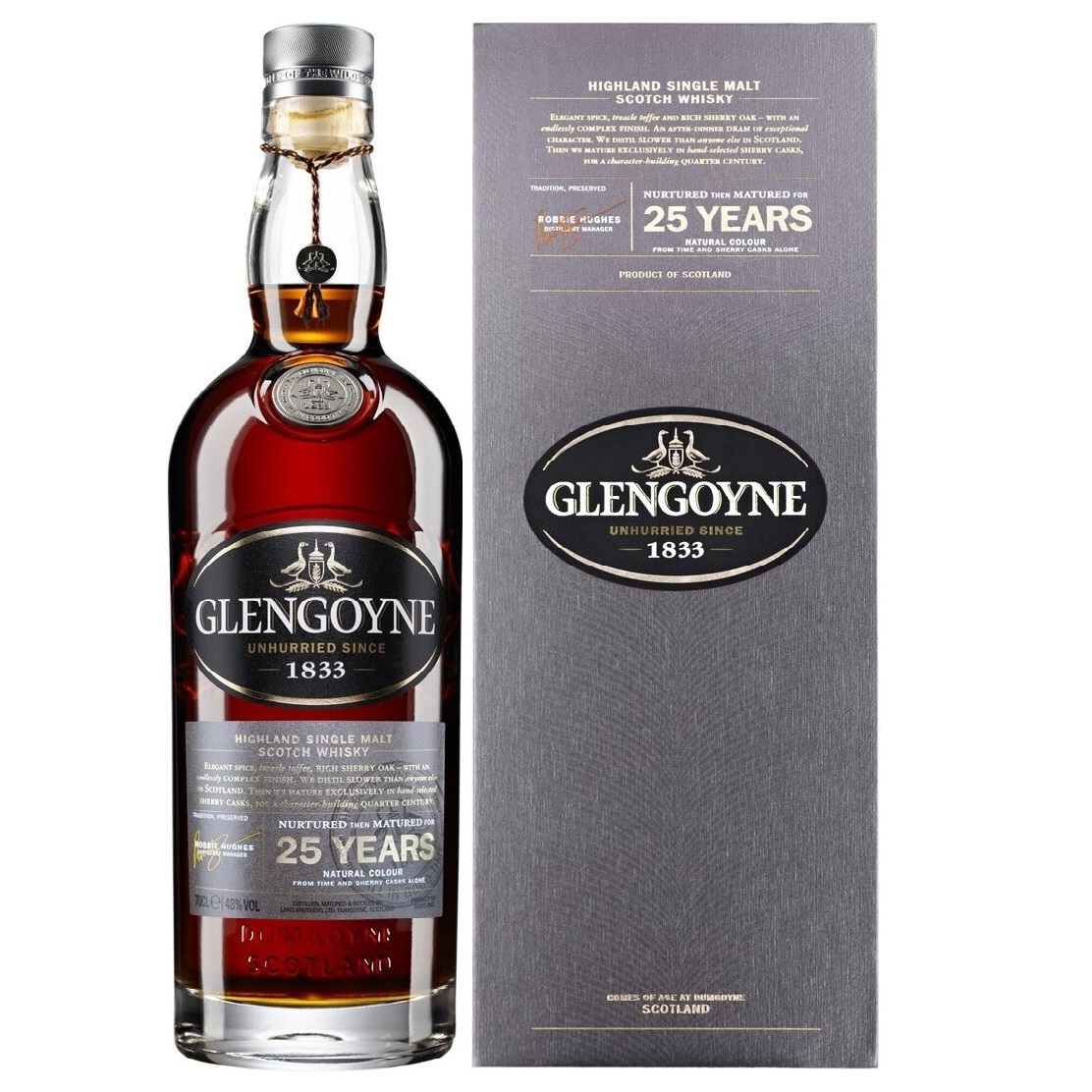 Виски Glengoyne Single Malt Scotch Whisky, 25 yo, 48%, 0,7 л - фото 1