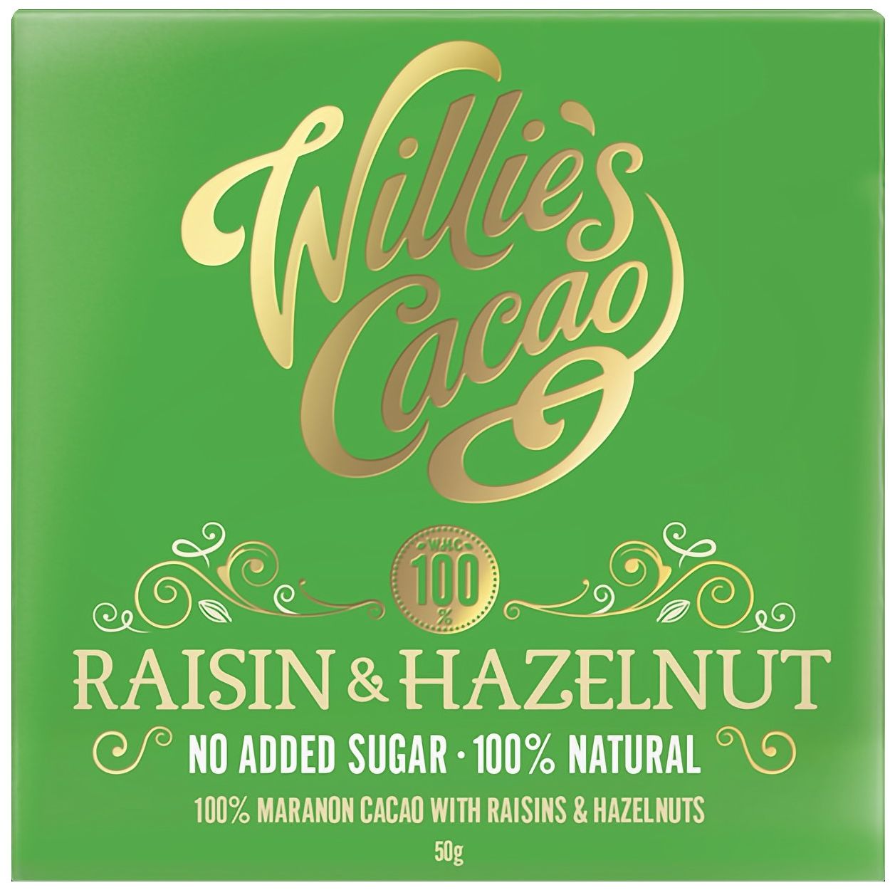 Шоколад черный Willie's Cacao Изюм и фундук без добавленного сахара 50 г - фото 1