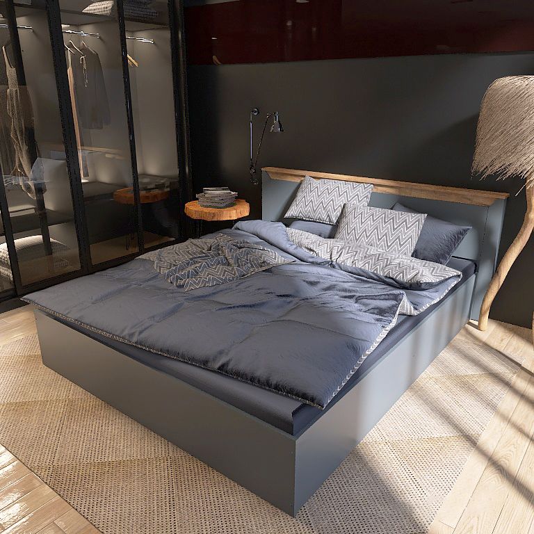 Ліжко двоспальне Еверест Нордік-1600 з підйомним механізмом 160х200 см графіт + дуб крафт золотий (EVR-5560) - фото 1