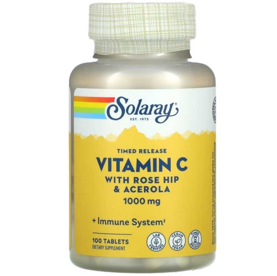 Витамин С двухфазного высвобождения Solaray Vitamin C 1000 мг 100 таблеток - фото 1