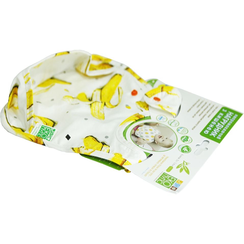 Нагрудник з кишенею Еко Пупс Eco Cotton Premium Банани, 30х21 см, жовтий з білим (EPB-009) - фото 2