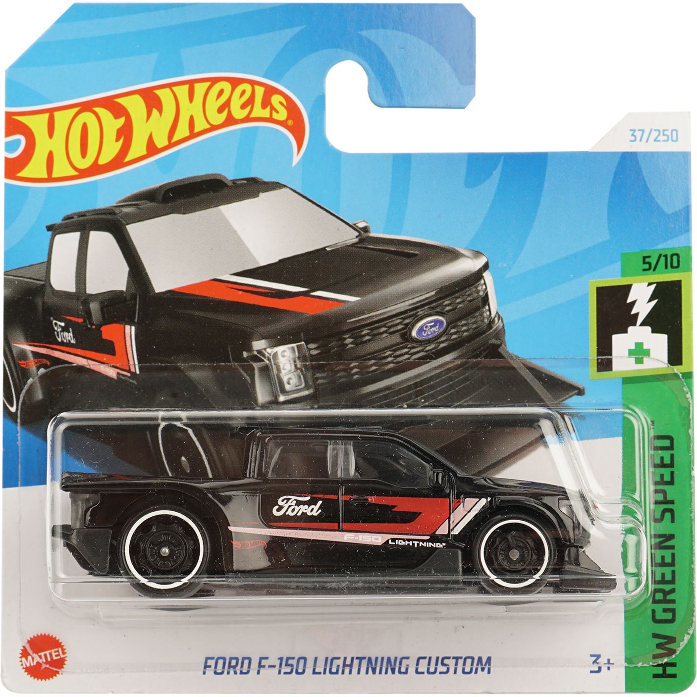 Базовая машинка Hot Wheels HW Green Speed Ford F-150 Lightning Custom черная (5785) - фото 1