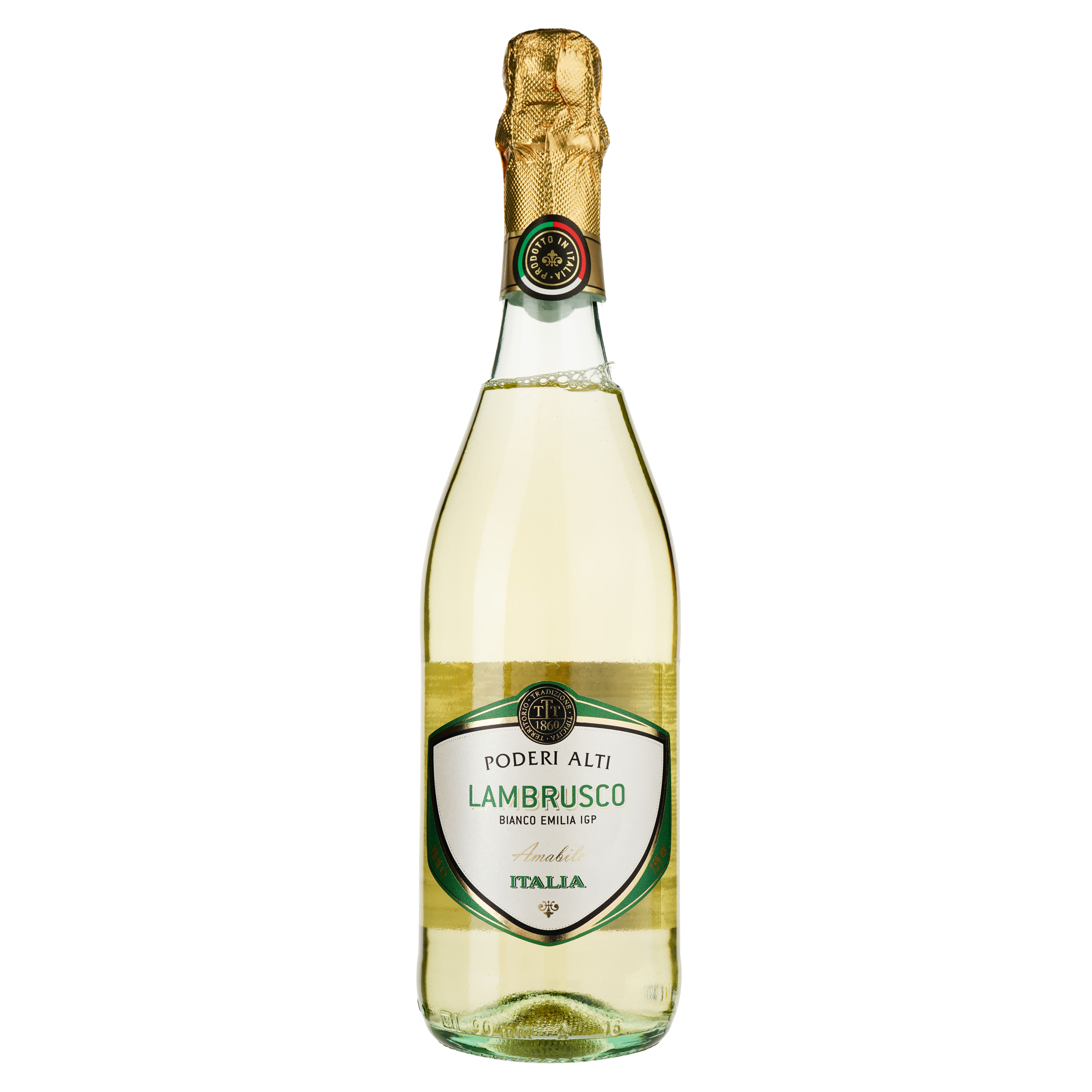 Вино игристое Poderi Alti Lambrusco dell'Emilia, белое, полусладкое, 7,5%, 0,75 л (953) - фото 1