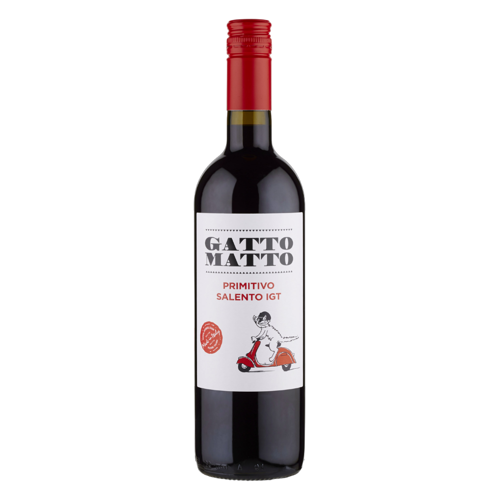 Вино Gatto Matto Primitivo Salento IGT, красное, сухое, 0,75 л - фото 1