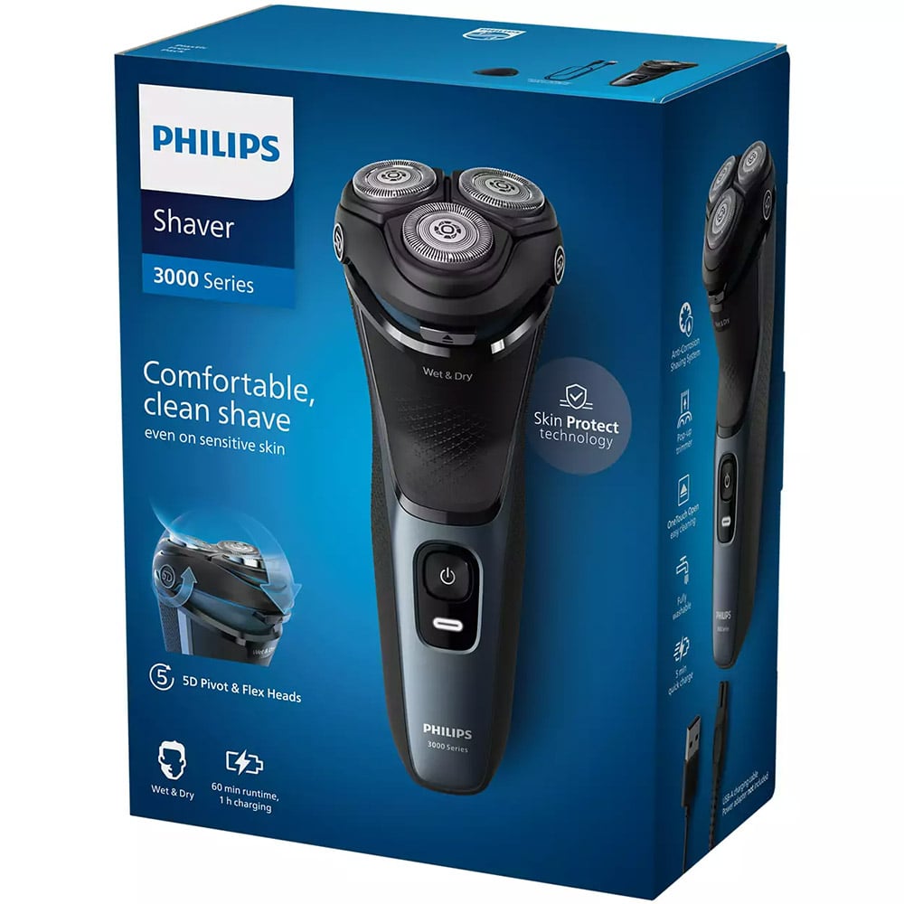 Электробритва Philips Series 3000 S3144/00, синяя - фото 2