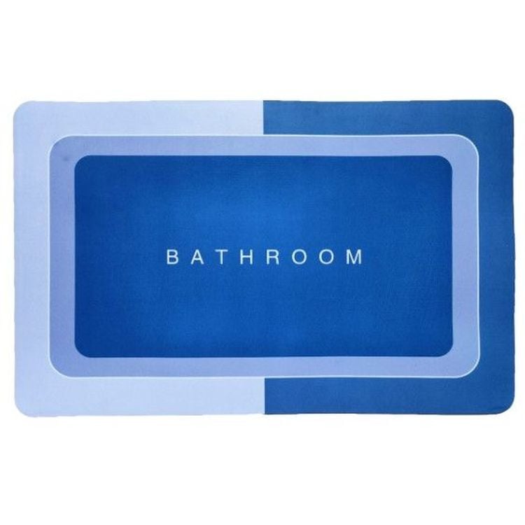 Коврик суперпоглащающий в ванную Stenson 60x40 см прямоугольный серо-синий (26272) - фото 1