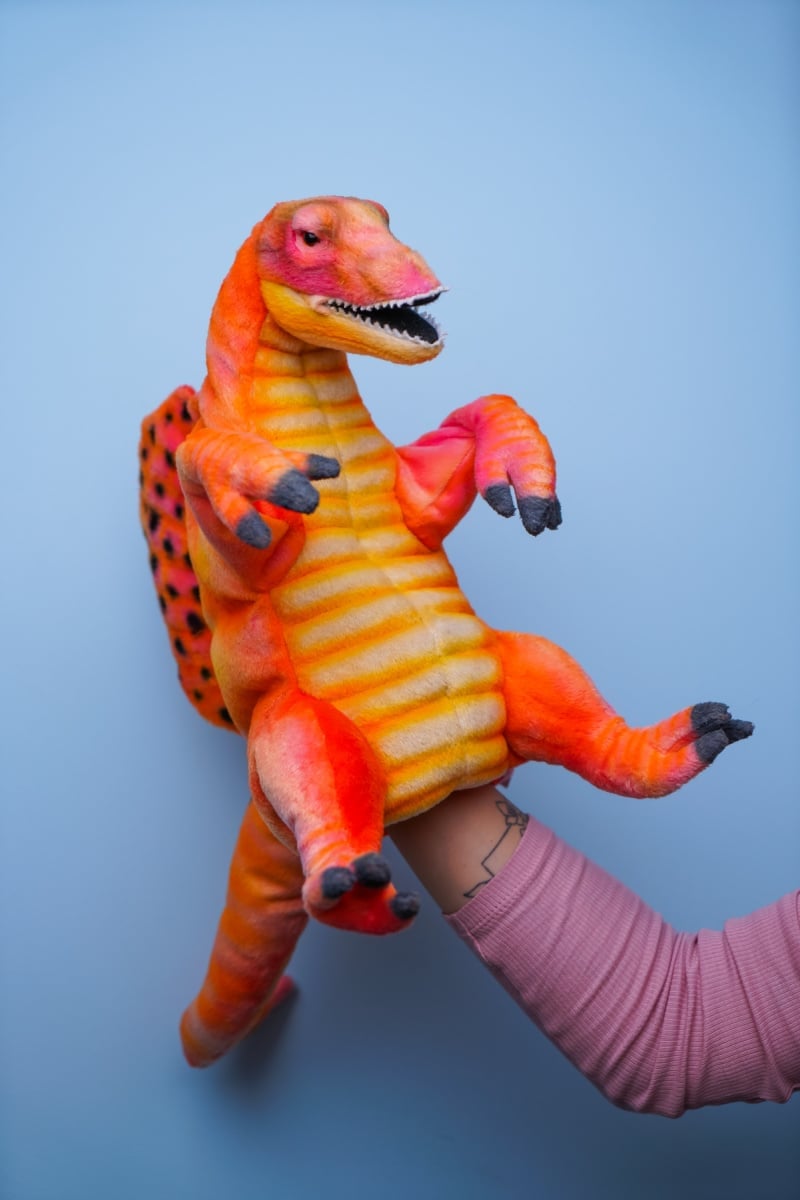 Мягкая игрушка на руку Hansa Puppet Спинозавр, 35 см, оранжевый (7753) - фото 2