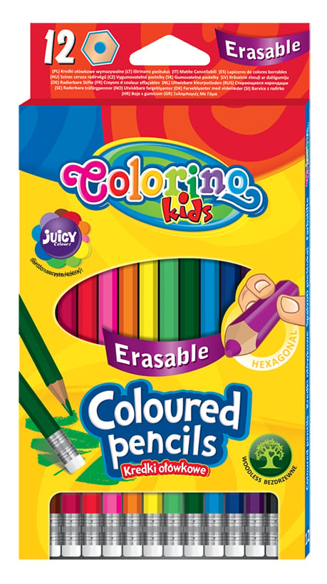 Олівці кольорові Colorino, з гумкою, 12 кольорів, 12 шт. (87492PTR) - фото 1
