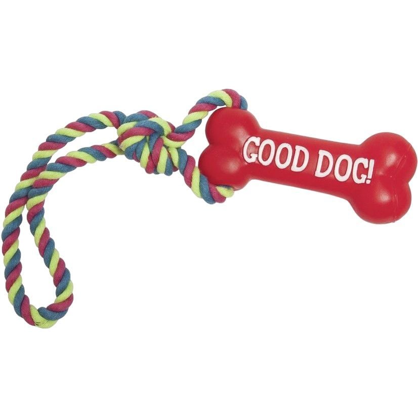 Іграшка для собак Camon Кістка з мотузкою, вініл, 39 см, в асортименті - фото 1