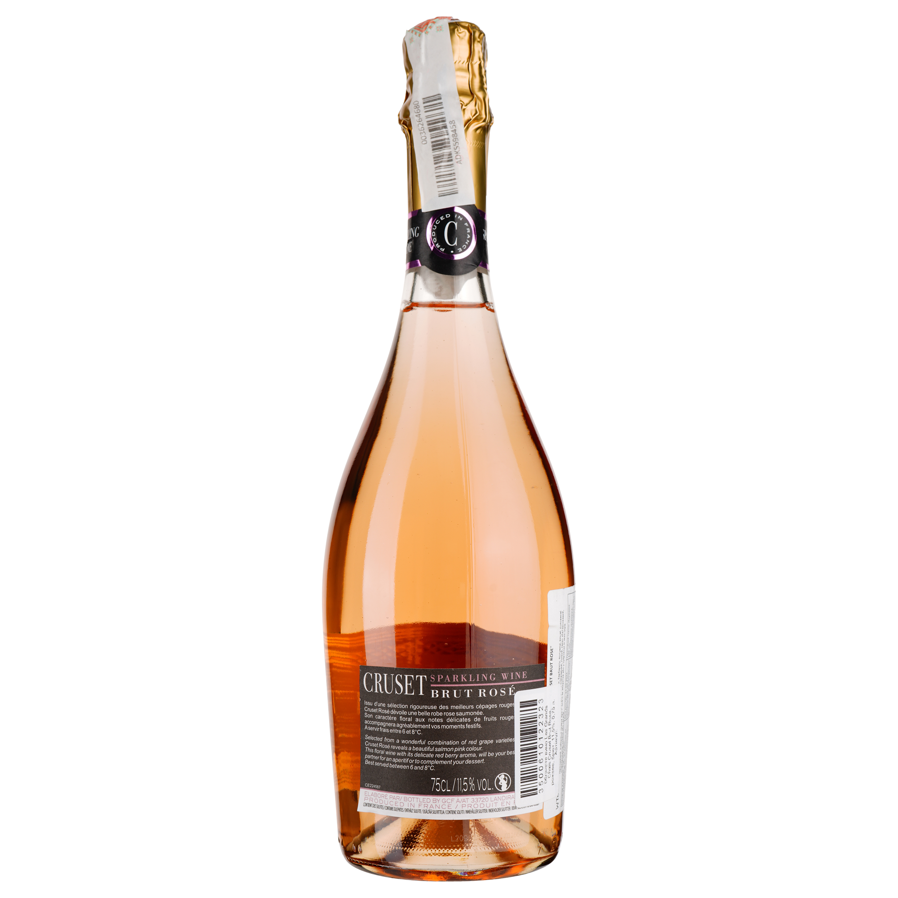 Игристое вино Les Grands Chais Cruset Brut Rose, розовое, брют, 11,5%, 0,75 л - фото 2
