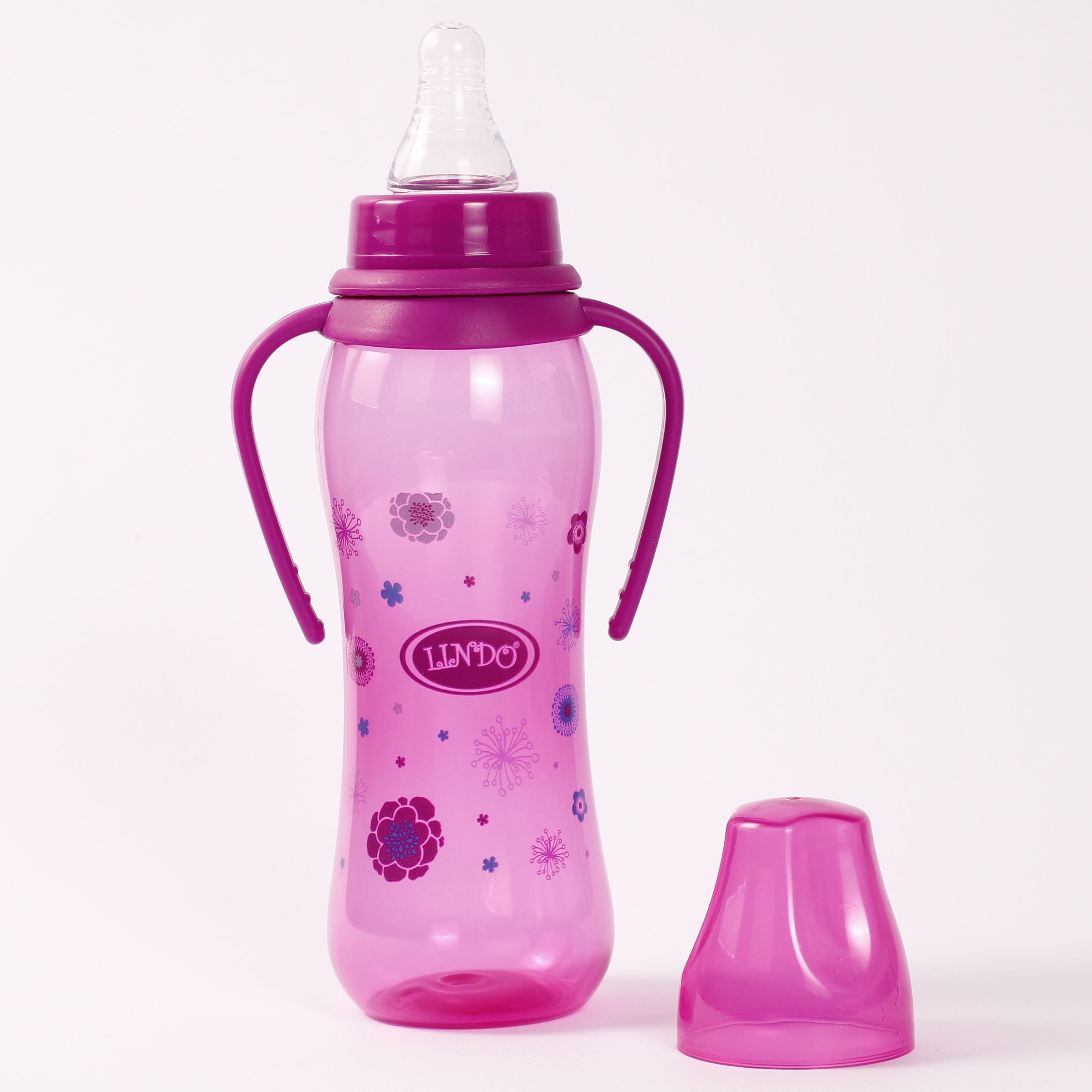 Бутылочка для кормления Lindo, изогнутая, с ручками, 250 мл, фиолетовый (Li 135 фіол) - фото 2