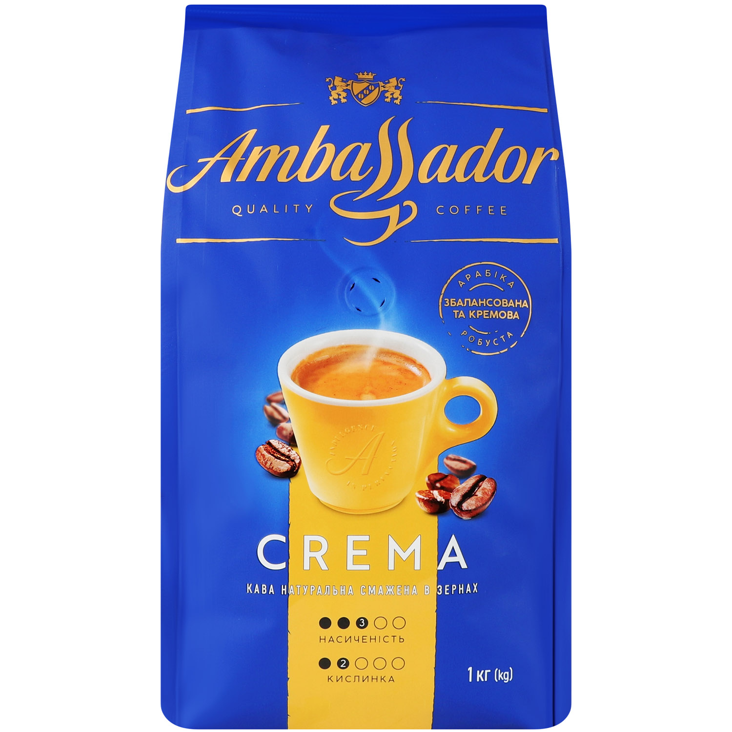 Кофе в зернах Ambassador Crema натуральный жареный 1 кг (941924) - фото 1